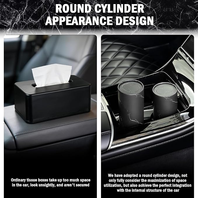 4PCS Car Tissue Holder with 50 Facial Tissue, Minimalist Round Car Tissues - Image 6