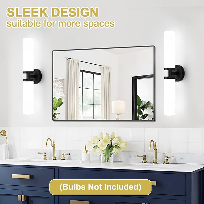 Wall Sconces Set of Two, Matte Black Bathroom Sconces Wall Lighting - Image 5
