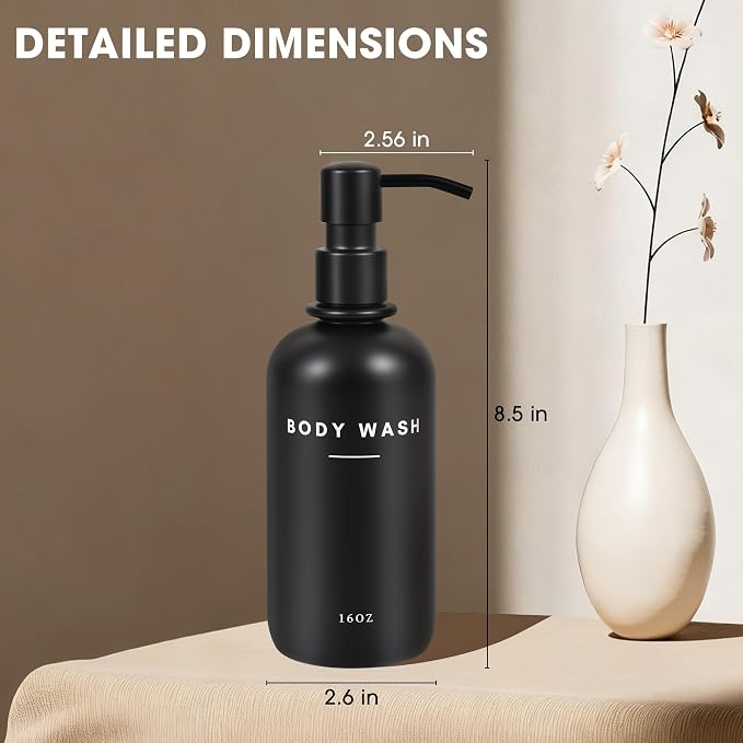 Set of 3 Shampoo and Conditioner Dispenser Stainless Steel Pump Head - 16oz - Image 2