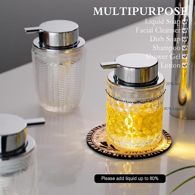 Hand Soap Dispenser Glass, Refillable Liquid Dispenser - Image 2