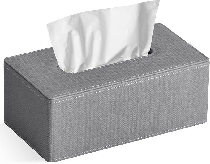 Tissue Box Cover Rectangular 9.8" x 5.3" x 4.3" Refined Modern PU Leather by GOLRANLYE