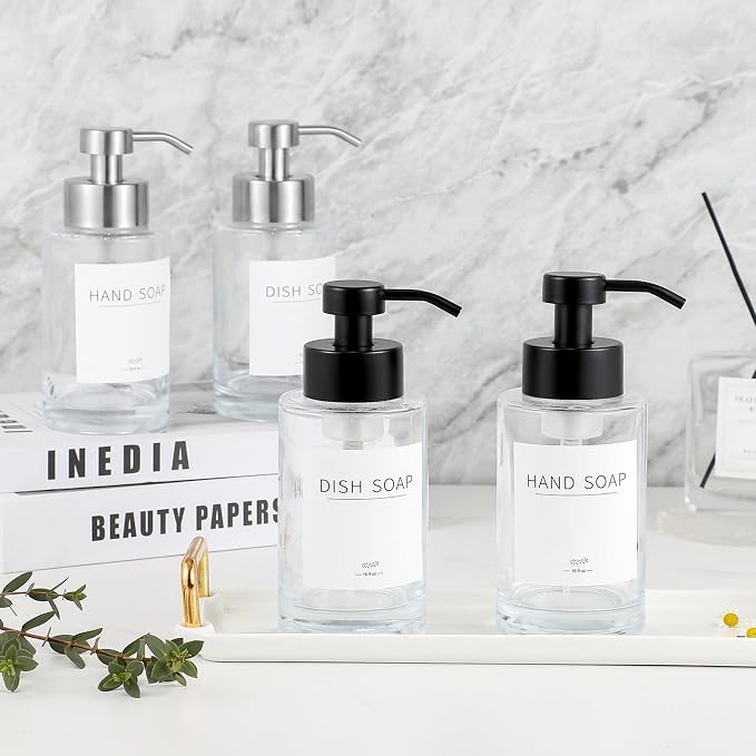 Foaming Soap Dispenser Set, 12 Oz Glass Hand Soap Dispenser - Image 9