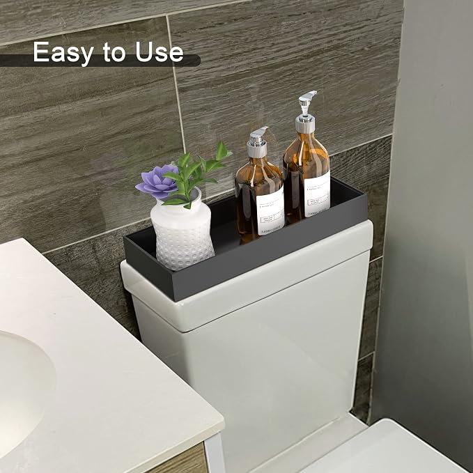 Toilet Tank Tray for Modern Black Bathroom Decor Set of 2 Toilet Tank Topper - Image 5