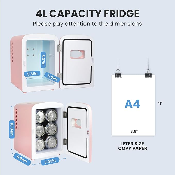 YSSOA 4L Mini Fridge with Observation Window, Portable Warmer & Cooler Six 12oz - Image 8
