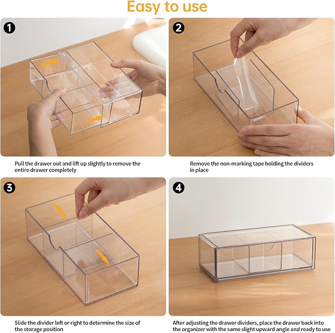 Medicine Cabinet Organizer 2 Pack, Stackable Storage Drawers - Image 7