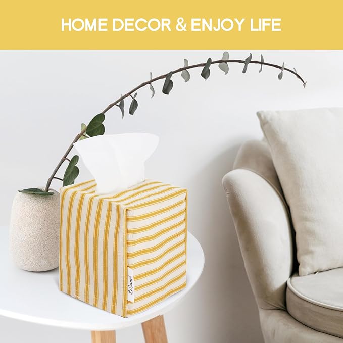 Tissue Box Cover, Fabric Tissue Box Holder Square, Stylish Toilet Paper Storage - Image 7