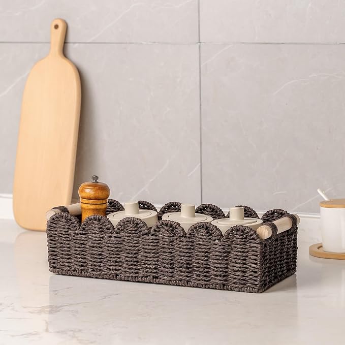 CubesLand Paper Rope Scalloped Edge Shelves Storage Basket, Woven Toilet Paper - Image 7