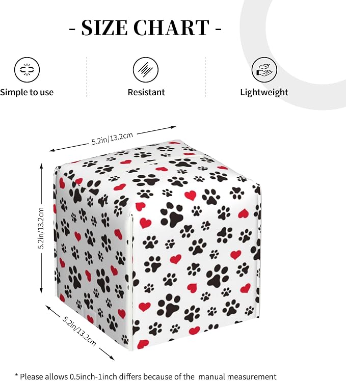 Dog Paw Cat Paw Heart Love Tissue Box Cover Square, Animal Puppy Footprints - Image 4