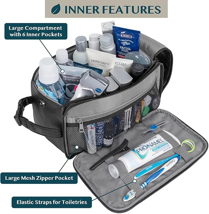 PAVILIA Toiletry Bag for Men, Travel Essentials Shaving Dopp Kit, Mens Travel - Image 2