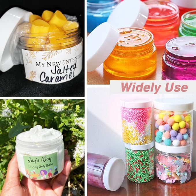4OZ Slime Containers with Lids + 20 Gram Round Samples Jars- Empty Small - Image 5