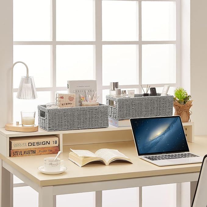 Vagusicc Wicker Storage Basket, Paper Rope Wicker Baskets - Image 5
