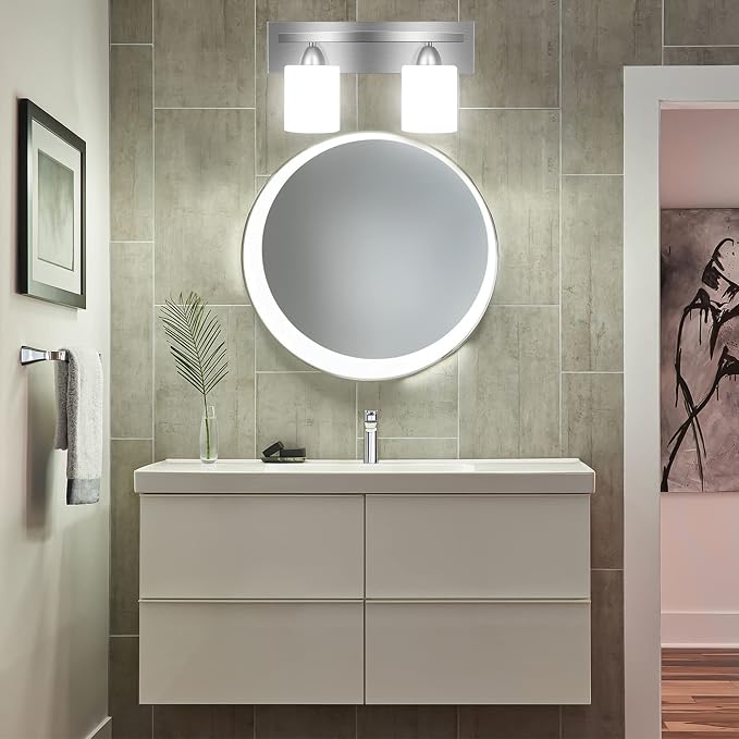 PARTPHONER - Bathroom Vanity Light Fixture - Over Mirror - Modern Glass Shade - - Image 7