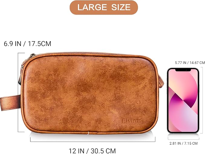Elviros Toiletry Bag for Men, Large Travel Shaving Dopp Kit Water-resistant - Image 6