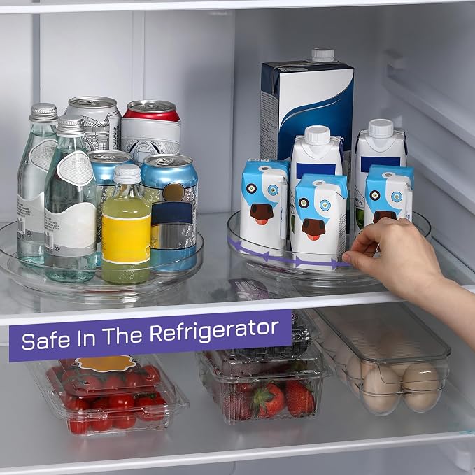 4 Pack, 10 Inch Clear Non-Skid Lazy Susan Organizers - Image 6