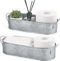 Mkono Metal Storage Basket for Toilet Tank Top Bathroom Decor, Galvanized Tray by Mkono