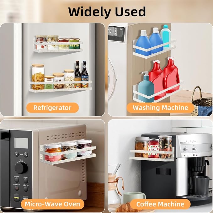 Uten Large Magnetic Spice Rack for Refrigerator, 2 Pack Strong Magnetic Shelves - Image 5