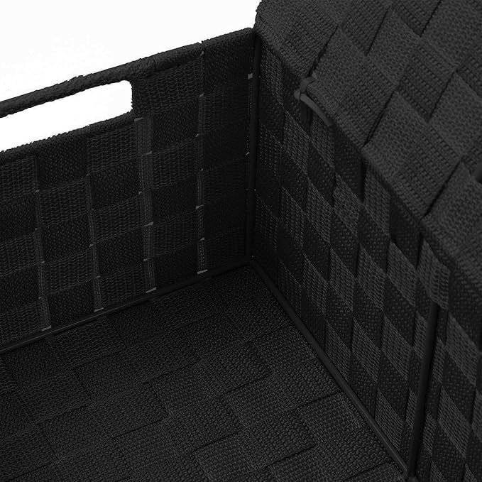 Sorbus Set of 3 Black Woven Storage Baskets - Image 6