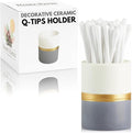 Qtip Holder - White/Navy with Gold Stripe - Q Tip Holder by HomeHaven
