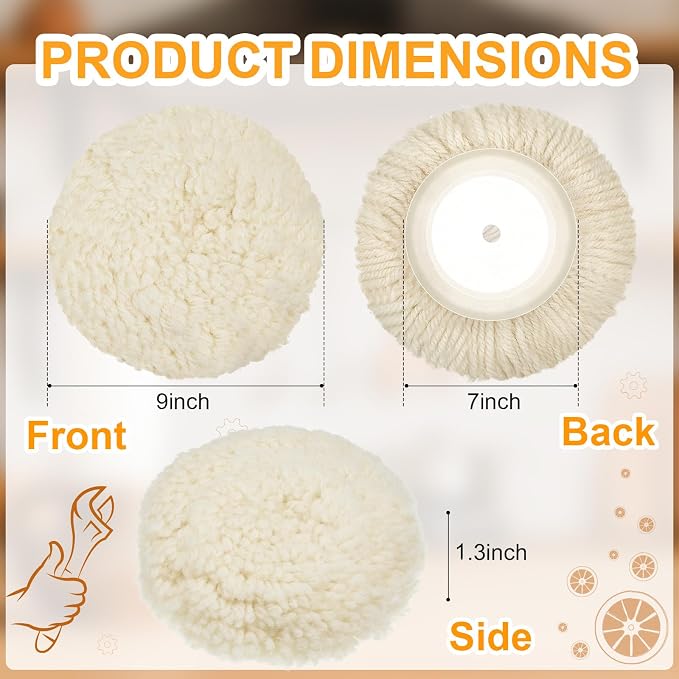 Tallew 6 Pcs 7 Inch Wool Polishing Pad Hook Loop Buffing Pad - Image 2