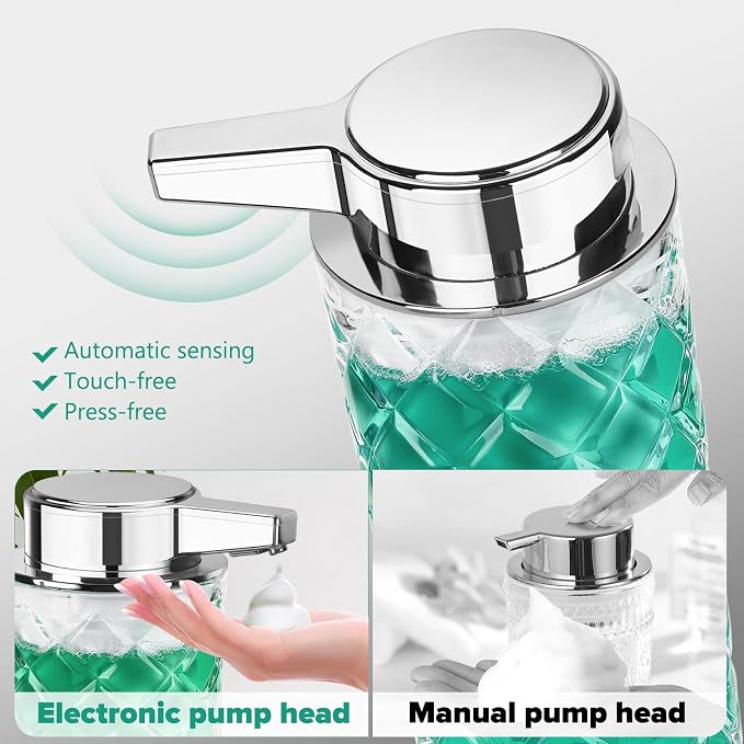 Automatic Soap Dispenser Foam for Kitchen: 11 OZ Glass Touchless Clear Auto - Image 2