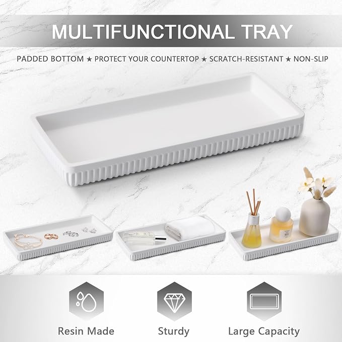 Resin White Bathroom Accessories Set 5 Pcs, Lotion Soap Dispenser, Toothbrush - Image 5