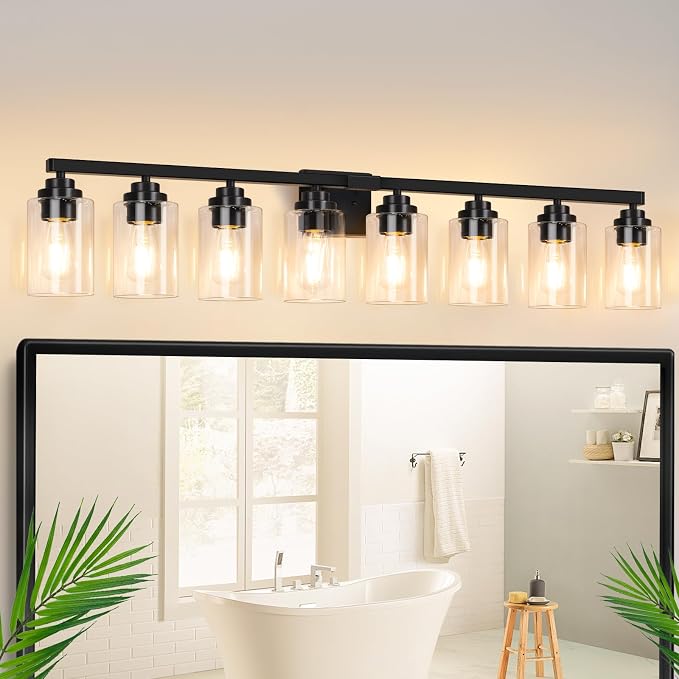 8-Light Bathroom Light Fixtures, Matte Black Light Fixture, Classic Wall Light by WelcometoVerRon