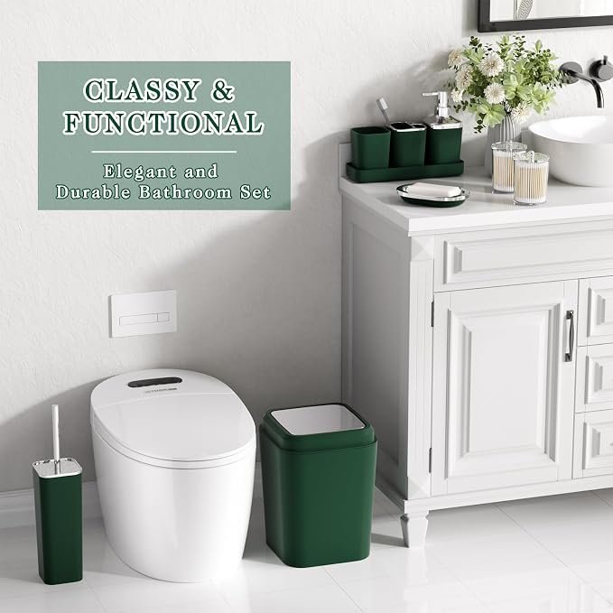 Dark Green Bathroom Accessories Set - Image 3