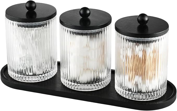 3 Pack Qtip Holder Bathroom Set, Cotton Pad Ball Swab Holder Cotton Round Floss by NEECZS