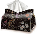 Black Rectangle Tissue Box Cover, Flroal Decorative Tissue Paper Holder by UTELKA