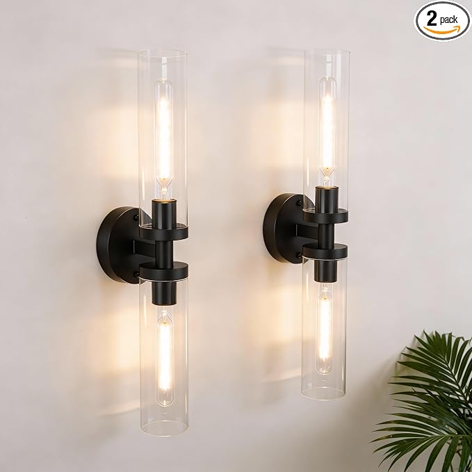 Wall Sconces Set of 2, Hardwired Bathroom Light Fixtures, Modern Bathroom by Phaosio