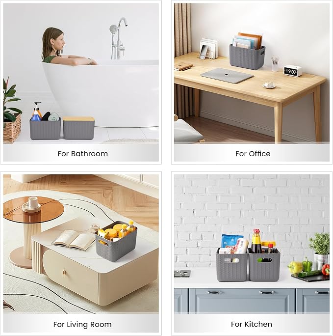 4 Packs Storage Bins with Bamboo Lids - Image 7