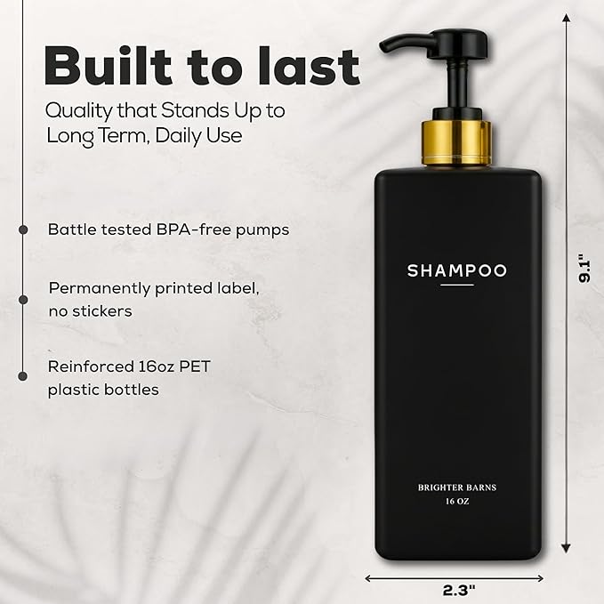 Black Shampoo and Conditioner Dispenser Set by Brighter Barns - Image 3