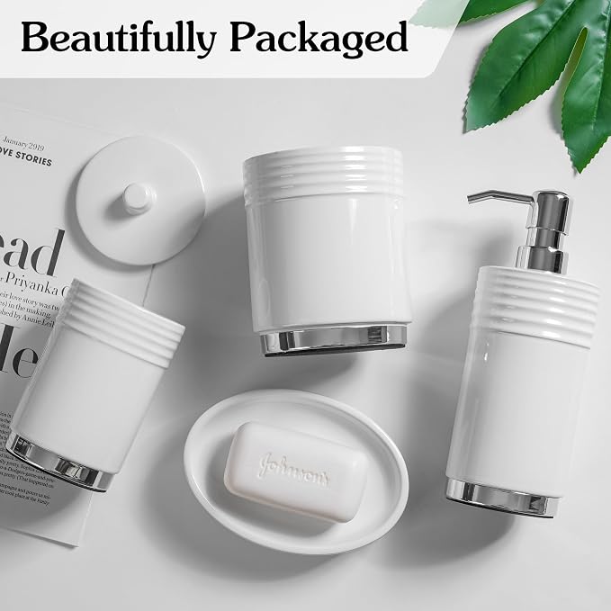 Bathroom Accessories Set 4 Pieces Ceramic Bathroom Accessory - Image 5