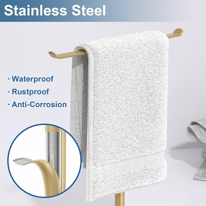Gold Hand Towel Stand, T-Shape Hand Towel Holder - Image 3