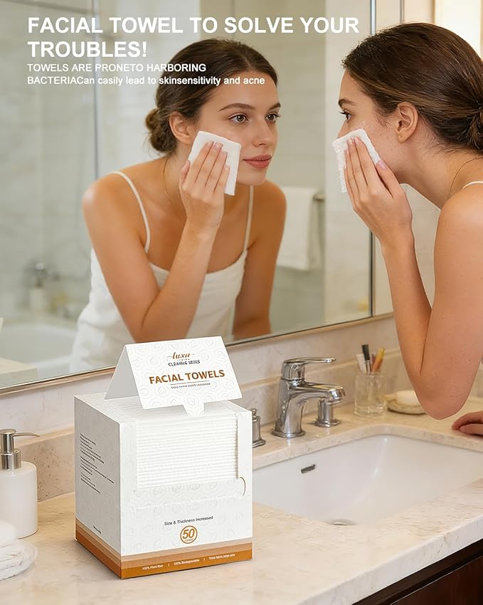 Face Towels, Facial Towels, 100 Ct Disposable Face Towel, 9.8"X9.8"Face Cloths - Image 5
