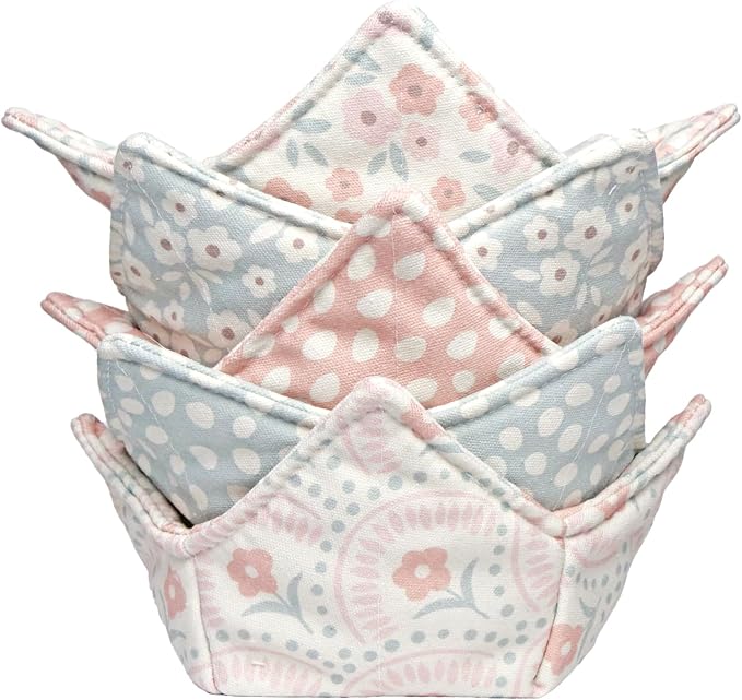 Cotton Microwavable Bowl Cozy, Microwave-Safe Hot Bowl Holders, Soup bowl Cozy by ROGITU