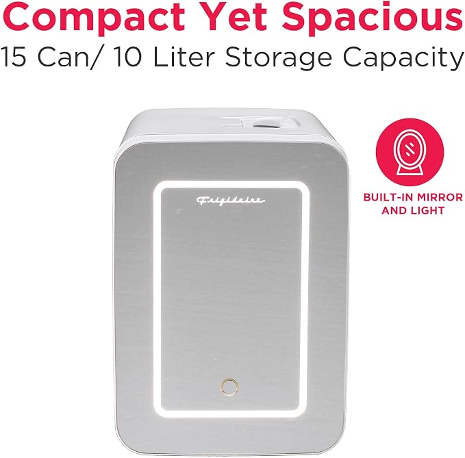 Frigidaire Mini Personal Fridge Cooler, LED Lighted Mirror, 6.5L Capacity - Image 2
