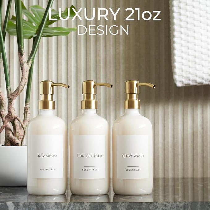 Stylish Shampoo and Conditioner Dispenser Set of 3 - Image 3