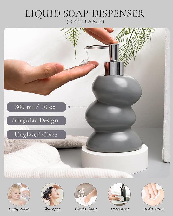Bathroom Accessory Set 5PCS, Ceramic Bathroom Accessories Set, Irregular Shape - Image 3