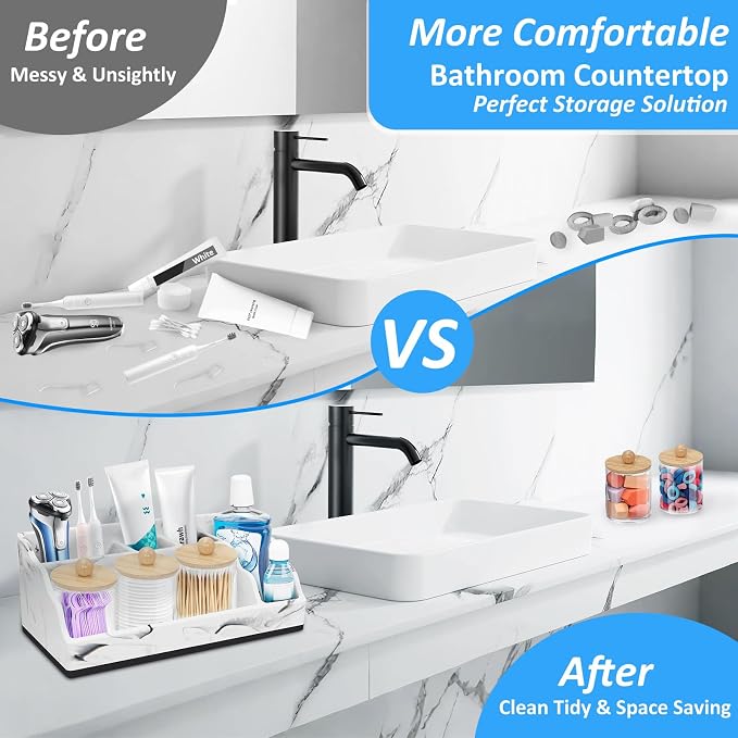 Marble Toothbrush Holder for Bathroom Organizer Countertop, Toothbrush Organizer - Image 3