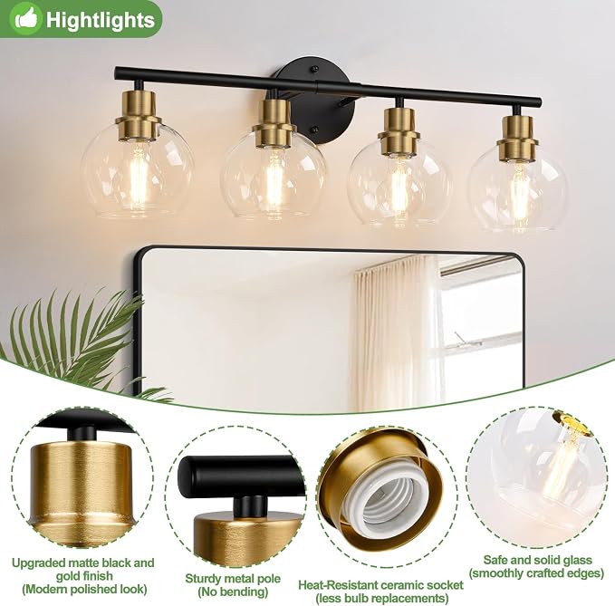 4-Light Bathroom Light Fixtures, Vanity Lights - Image 3