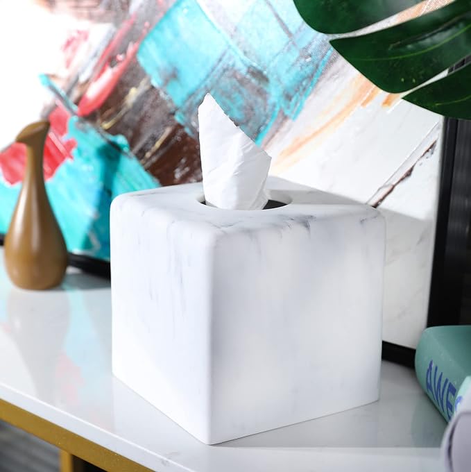 Hymmah Modern Square Tissue Box Cover Holder, Bathroom Accessories Decor Unique - Image 7