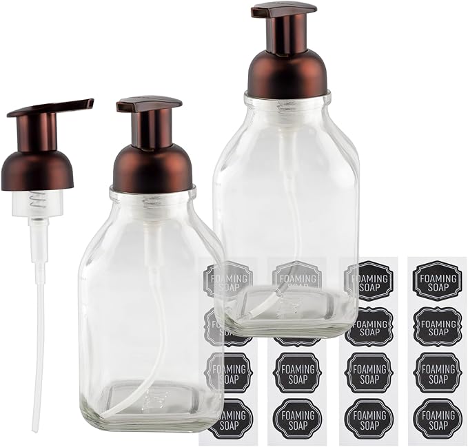 Cornucopia Brands 16-Ounce Square Glass Foaming Soap Dispensers by CornucopiaBrands