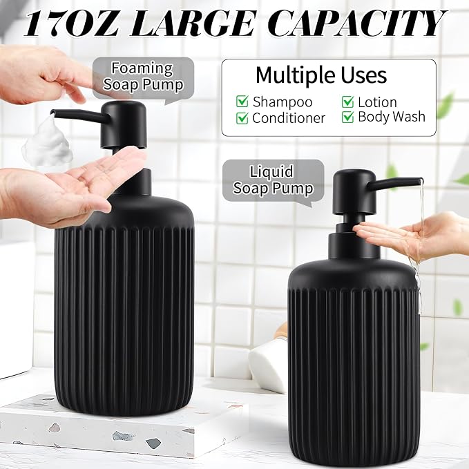 Black Resin Bathroom Accessories Set 5 Pcs, Bathroom Accessory Set Includes - Image 2
