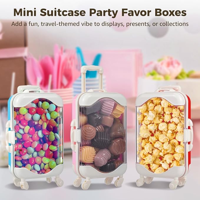 12 PCS Mini Suitcase Party Favor Boxes, Rolling Empty Storage Box - Image 2