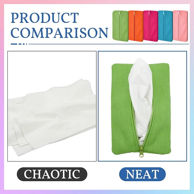 Sherr 5 Pieces Tissues Purse Pocket Tissue Holder Reusable Travel Pouch Fabric - Image 2