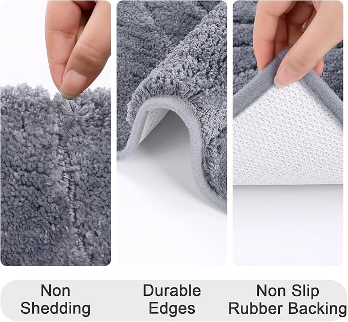 HEBE Bathroom Rugs Sets 5 Piece, Soft Absorbent Microfiber Bath Mat - Image 7