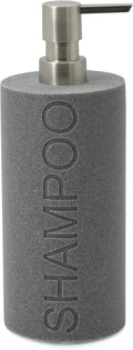 Resin Neutral Gray Sandstone Shampoo Engraved Bottle Refillable Pump Dispenser by IndecorHome