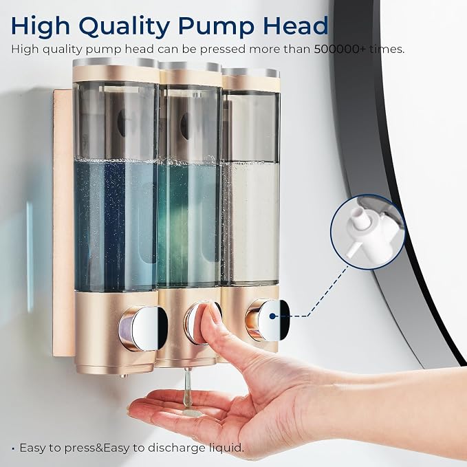 Shampoo and Conditioner Dispenser, Pollock Shower Soap Dispenser 3 Chamber No - Image 4