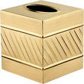 Monarch Abode Tissue Box Cover Square – Handcrafted Wave Embossed Brushed Gold by MonarchAbode